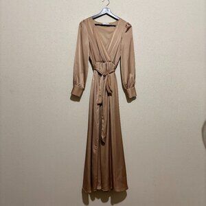 Champagne Long Sleeve Maxi Dress